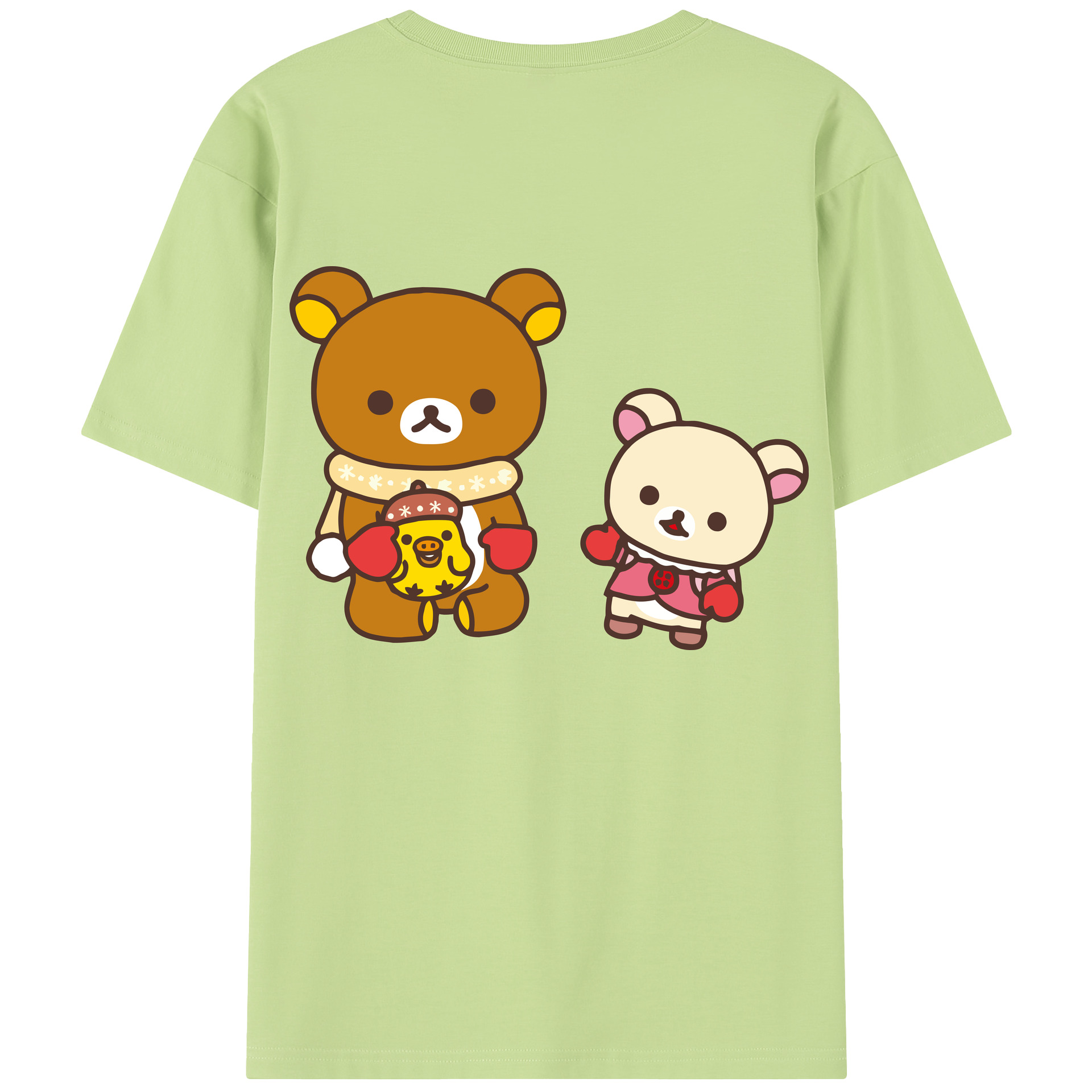 （画像用） リラックマ リラックマ キイロイトリ Rilakkuma Korilakkuma Kiiroitori 綿100％半袖Tシャツ（背面プリント）